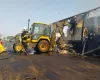 Inc�ndio atinge 2 caminh�es na rodovia e mobiliza bombeiros