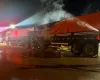 Fogo em caminh�o com milho assusta moradores no interior de Mato Grosso