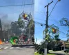 Vdeo: balo cai e pega fogo dentro de condomnio em SP