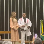 Atletas do jiu-jitsu paradesportivo de Barra do Garas recebem homenagem em Braslia