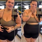 Thais Carla exibe muque na academia ap�s perder 85kg