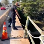 Ponte em Cuiab� � fechada para pedestres ap�s grade de prote��o cair