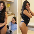 Ex-BBB Gabriela Panquequinha faz harmonização no bumbum e comemora resultado