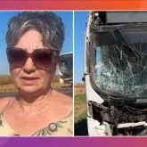 Motorista escapa de ser prensada por �nibus em engavetamento na BR-070