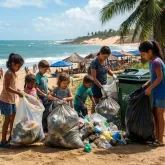 Livro infantil ensina crian�as a proteger os oceanos com aventura, m�sica e limpeza de praia em Jericoacoara e Pre�