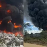 Fogo destr�i dep�sito de recicl�veis em Vit�ria da Conquista e assusta moradores