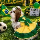 Copa do Mundo aquece venda de roupinhas para pets no Mega Moda