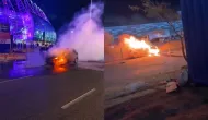 Carro pega fogo em frente ao Castel�o antes de jogo do Cear�, mas ningu�m se machuca