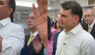 Fl�vio Bolsonaro e Eduardo Cunha participam de culto de Dia dos Pais em S�o Paulo