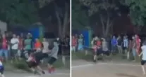 Jogador � derrubado com soco durante partida de futebol amador em Cuiab�