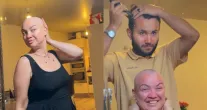 Mulher cearense que enfrentou c�ncer de mama emociona f�s ao compartilhar momento de raspar cabelo com apoio do namorado