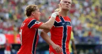 Haaland alcan�a Messi e Mbapp� ap�s marcar gols contra o Brasil