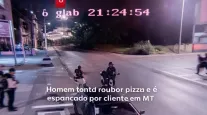 V�deo mostra homem que tentou roubar pizza e foi espancado por cliente em MT
