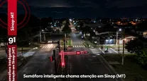 Sinop (MT) instala 1� sem�foro inteligente do estado para evitar acidentes com pedestres distra�dos no celular