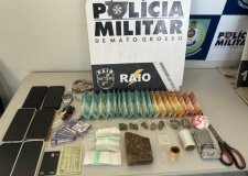 Companhia Raio prende dois homens por estelionato e trfico de drogas em Cuiab