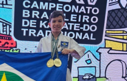 Bolsista do Governo de MT, atleta de 11 anos conquista medalhas de ouro no Campeonato Brasileiro de Karat