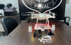 Polcia Penal abate mais um drone e apreende celulares que seriam entregues na penitenciria de Rondonpolis