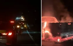 Carro pega fogo em acidente pr�ximo � comunidade Rio dos Peixes