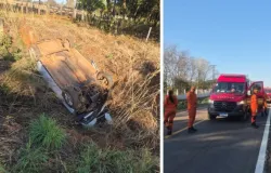 Carro capota em barranco e mulher fica ferida em Mato Grosso