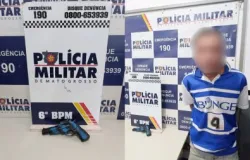 Homem com arma falsa agride pessoas em pra�a e � preso