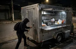 C�meras capturam momento em que homem invadiu trailer de lanches em Cuiab�