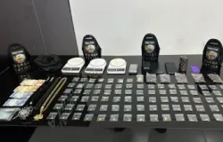 Pol�cia prende casal e encontra 93 por��es de drogas escondidas na mata em Nova Mutum