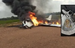 Piloto morre ao atirar em policiais ap�s incendiar avi�o com drogas em Mato Grosso