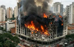 Inc�ndio atinge pr�dio no centro de S�o Paulo nesta ter�a-feira