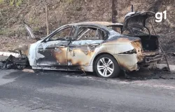 Carro de luxo pega fogo e fica destruido em avenida de Cuiaba; video