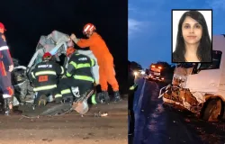 Mulher morre presa �s ferragens ap�s bater de frente com carreta em rodovia de MT