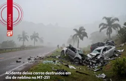 Colis�o entre tr�s carros em dia de neblina mata uma pessoa em rodovia de Mato Grosso