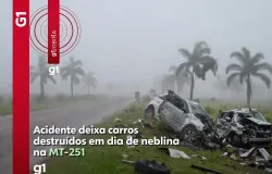 Acidente em dia de neblina mata 1 pessoa e fere outra em estrada de MT