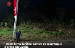 Homem � preso ap�s atacar c�mera de seguran�a com pedras em Cuiab�