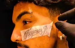 F� tatuou o nome de Neymar no rosto depois que ele foi chamado para a Copa