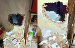 Ladr�es derrubam parede de farm�cia para roubar rem�dio em Cuiab�