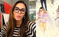 Alinne Rosa desabafa ap�s ser atingida por copo em desfile no Fortal: 'N�o pode ser visto como algo normal'