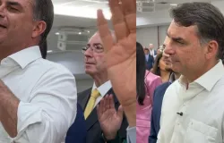 Fl�vio Bolsonaro e Eduardo Cunha participam de culto de Dia dos Pais em S�o Paulo
