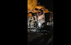 Bombeiros apagam inc�ndio em caminh�o em estrada de Mato Grosso