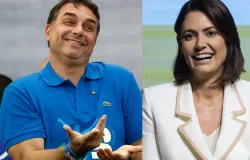 Michelle Bolsonaro e Flavio Bolsonaro se reconciliam em grava��o de campanha