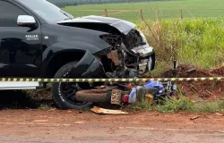 Motociclista morre ap�s colidir de frente com caminhonete na MS-141 entre Ivinhema e Navira�