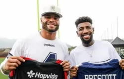 Jogadores do Flamengo encontram astros da NFL e trocam camisas
