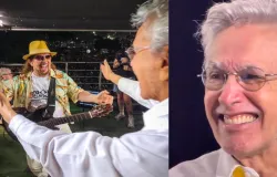 Caetano Veloso chora ao ouvir Geraldo Azevedo cantar 'Dia Branco' em ato no Rio