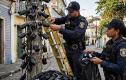 PM retira 49 c�meras clandestinas instaladas em postes de Salvador