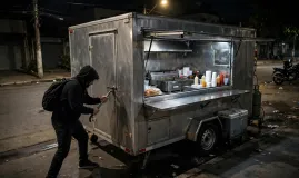 C�meras capturam momento em que homem invadiu trailer de lanches em Cuiab�