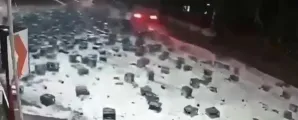 Caminh�o derruba 2 mil garrafas de cerveja e v�deo viraliza; veja