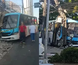�nibus fura poste no Coc� e deixa 20 pessoas feridas em Fortaleza