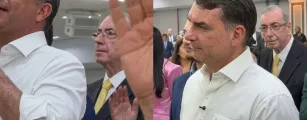 Fl�vio Bolsonaro e Eduardo Cunha participam de culto de Dia dos Pais em S�o Paulo