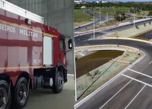 Caminhao de Bombeiros Colide com Motocicleta e Deixa Dois Feridos em Salvador