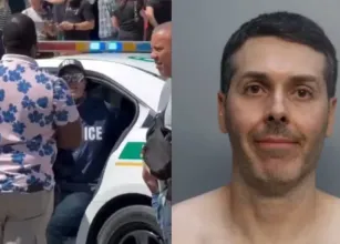 Homem veste uniforme da imigra��o dos EUA para assustar eleitores no dia da vota��o