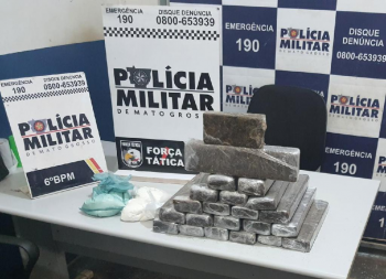 Mulher é presa com 21 tabletes de maconha e porções de cocaína em Cáceres